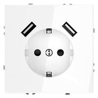 Розетка 1-м СП S70 16А с USB A+A с заземл. защ. шторки механизм бел. глянцевый Voltum VLS040401 - УПС инжиниринг