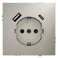 Розетка 1-м СП S70 16А с USB A+С с заземл. защ. шторки механизм кашемир Voltum VLS040503 - УПС инжиниринг