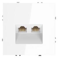 Розетка компьютерная 2-м СП S70 RJ45 + RJ45 кат.6 механизм бел. глянцевый Voltum VLS060201 - УПС инжиниринг