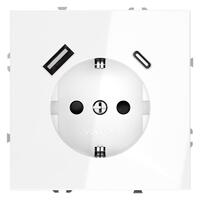 Розетка 1-м СП S70 16А с USB тип A+С механизм с заземл. защ. шторки бел. глянцевый Voltum VLS040501 - УПС инжиниринг