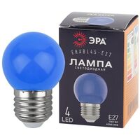Лампа светодиодная ERABL45-E27 P45 1Вт шар син. E27 4SMD для белт-лайт ЭРА Б0049573 - УПС инжиниринг