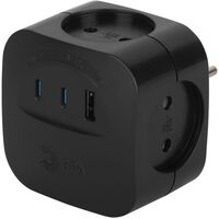 Разветвитель 4-м SP-4-3USBAC-B + 3 USB A+C со шторками 10А черн. Эра Б0069084 - УПС инжиниринг