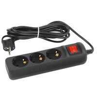 Удлинитель 3х5м с заземл. 10А с выкл. ПВС 3х0.75 черн. UX-3es-5m-B Эра Б0057729 - УПС инжиниринг