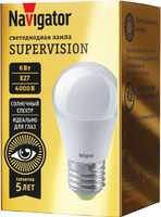 Лампа светодиодная 80 543 NLL-G45-6-230-4K-E27-FR-SV 6Вт шар матовая 4000К нейтр. бел. E27 600лм 176-264В Supervision Navigator 80543 - УПС инжиниринг