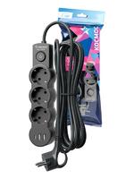 Удлинитель 3х3м с заземл. 10А IP20 USB 2800Вт 220В ПВС 3х1 с выкл. черн. КОСМОС YKsm3m3g-Z-VU10А-B - УПС инжиниринг