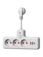 Удлинитель с сетевым фильтром 3х0.3м 10А 2USB + 1USBC 2500Вт ПВС 3х1 компакт бел. КОСМОС FRKsm0.3m-3g(W)USB - УПС инжиниринг