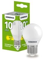Лампа светодиодная G45 10Вт шар 3000К E27 230В GENERICA LL-G45-10-230-30-E27-G - УПС инжиниринг